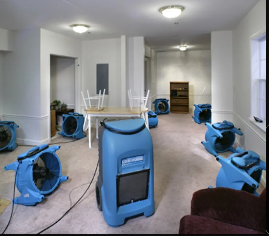 Air movers and dehumidifier setup for Water Extraction & Removal in Natchitoches
